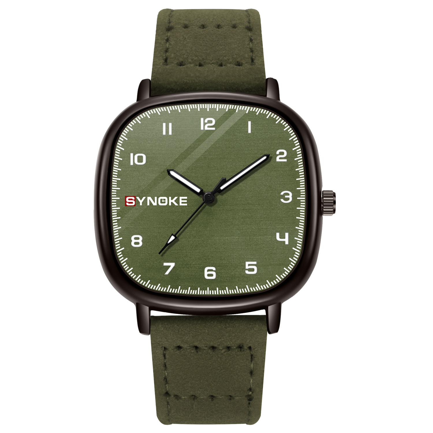Leather Watch Band Men - Montre pour hommes SYNOKE boîtier en