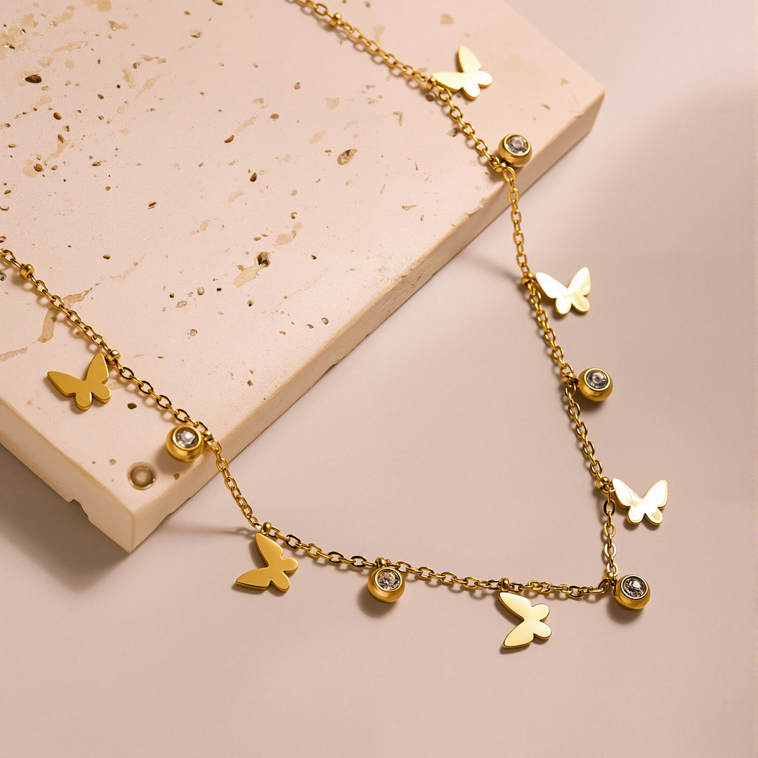 Collier Papillon CZ en Acier I - Butterfly Clasp Deployant avis et prix